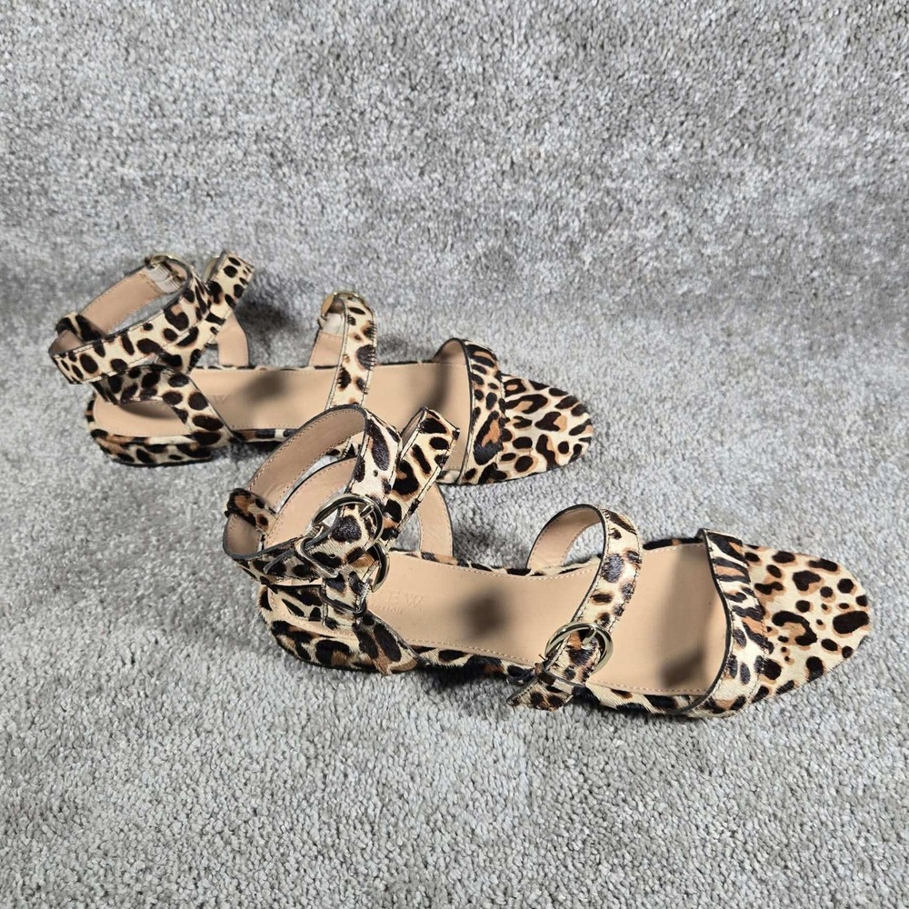 J.Crew Animal Print Buckle Sandal Leopard Print Haircalf Strappy Women 8.5